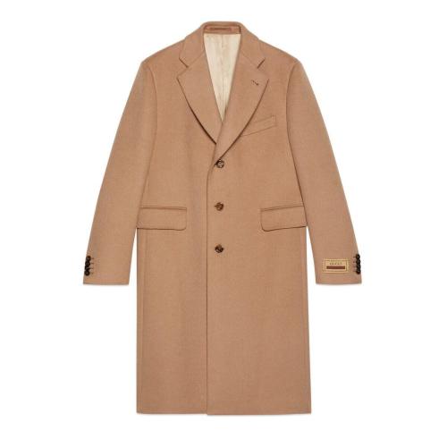  GUCCI古馳 22年秋冬 男士 飾標(biāo)簽駝絨大衣 663482 ZAHGS 2250