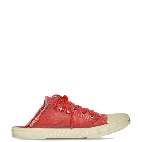 Balenciaga/巴黎世家 22年春夏新款 女士紅色磨損棉質(zhì)材料露跟穆勒鞋帆布鞋693952W3RC36090