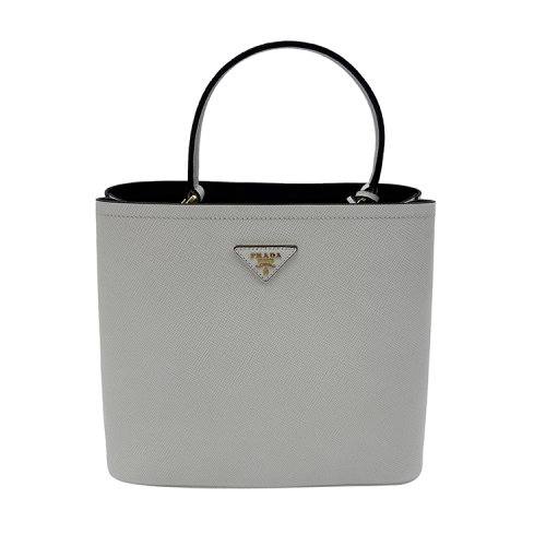 PRADA/普拉達(dá)  水桶包 女包  女性 白色 手提包 1BA211.2ERX_G3Z BIANCO/NERO