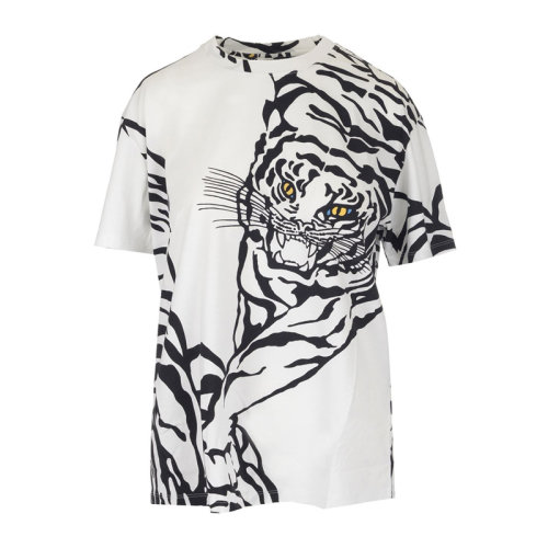 Valentino 華倫天奴 男士 服裝  白色圓領老虎圖案棉質短袖T恤 男士短袖T恤
