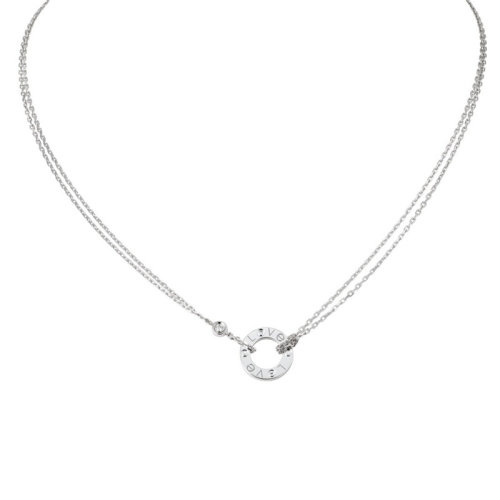 CARTIER/卡地亞  經(jīng)典LOVE 18K金白金鉆石項(xiàng)鏈 鑲嵌2顆鉆石 B7219400