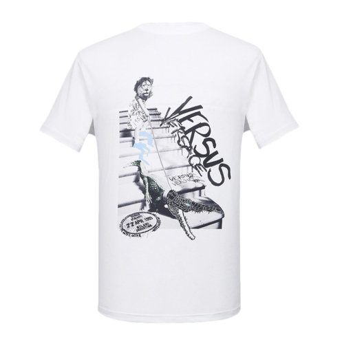 VERSACE 范思哲 男士 服裝 白色圓領(lǐng)字母LOGO動物圖案棉質(zhì)T恤 男士短袖T恤