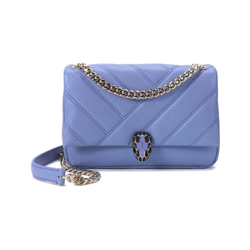 BVLGARI/寶格麗  女士小號SERPENTI CABOCHON系列羊皮蛇頭扣絎縫手提單肩斜挎包 290617