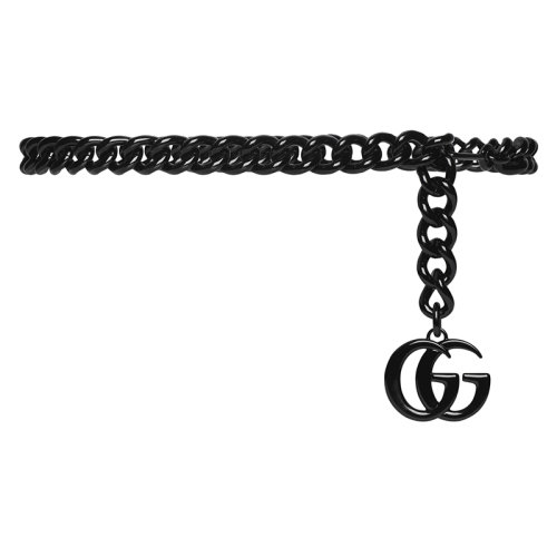 GUCCI/古馳 22年秋冬新款 GG Marmont系列 女士黑色漆面金屬鏈?zhǔn)窖鼛?76170JD7JV1000