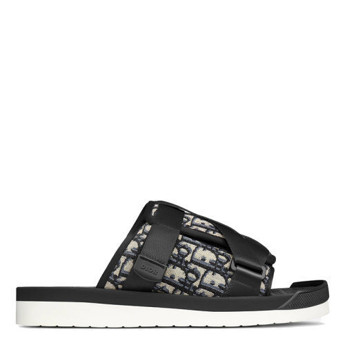 DIOR/迪奧 21年春夏新款 DIOR ALPHA系列 男士米色和黑色Dior斜紋提花帆布涼鞋3SA081YXV_H961