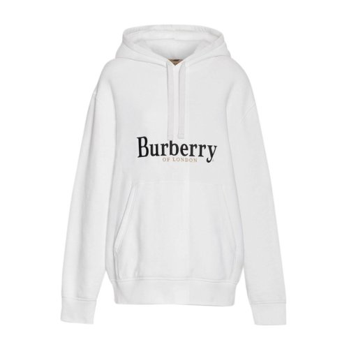 BURBERRY/博柏利 女裝 服飾 白色棉質(zhì)字母logo印花時(shí)尚休閑連帽 女衛(wèi)衣