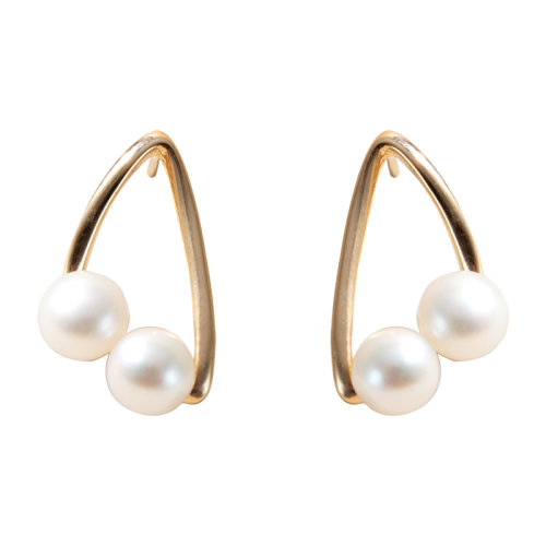 GeleiStory/GeleiStory    耳釘女925銀鍍金淡水珍珠2021年新款時尚設計感耳釘
