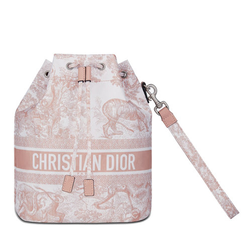 DIOR/迪奧 20  DIORTRAVEL系列 女士粉紅色Toile de Jouy圖案印花技術(shù)面料可拆卸腕帶旅行手拿包S5452VNTJ_M956