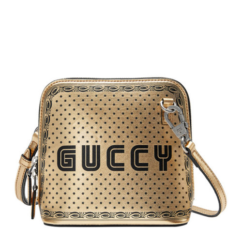 GUCCI/古馳包袋斜挎包皮質金色燙金貝殼單肩包411189   ai女包
