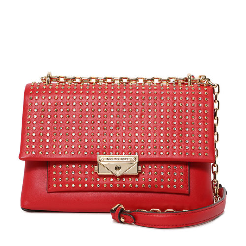 Michael Kors/邁克·科爾斯 CECE系列女士純色皮革經(jīng)典金屬字母徽標(biāo)裝飾鉚釘元素單肩包斜挎包鏈條包女包 30H9G0EL6O 多色可選