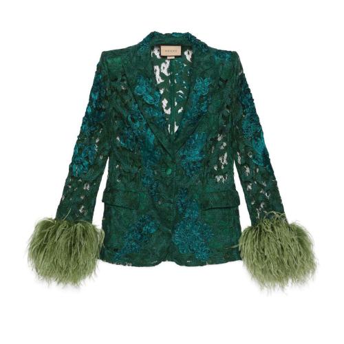  GUCCI古馳 22年秋冬 女士 花卉蕾絲單排扣夾克 674159 Z8A_VD 3494