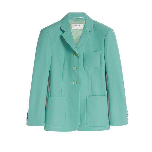 MaxMara/麥絲瑪拉 22年早春新款 TANDEM系列 女士鼠尾草綠色羊毛和滌綸混紡單排扣西裝外套夾克2041032706002