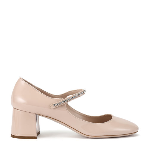 MiuMiu/繆繆 裸粉色 女士仿水晶裝飾瑪麗珍高中跟鞋 5I964C_LXN_F0236_F_055