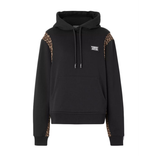 BURBERRY/博柏利 女士黑色棉質(zhì)印花拼接袖子連帽衛(wèi)衣休閑運動衫 8032294