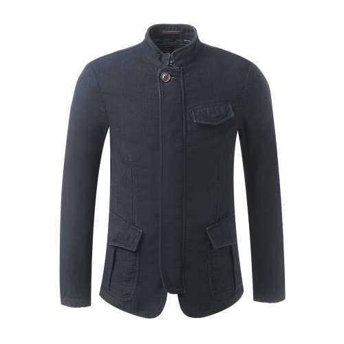Emporio Armani/安普里奧阿瑪尼 深藍(lán)色 純棉 牛仔質(zhì)感男士夾克