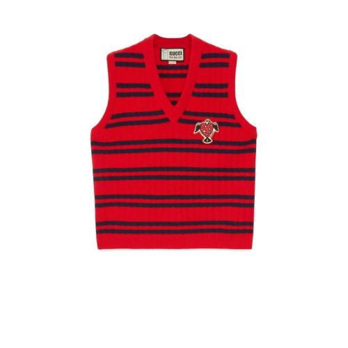  GUCCI古馳 22年秋冬 男士 Gucci HA HA HA特別系列條紋羊毛馬甲 721799 XKCS6 6140