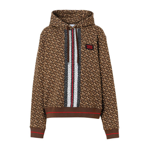 Burberry/博柏利 女裝 服裝 棕色棉質多色logo印花連帽運動衫 女衛(wèi)衣