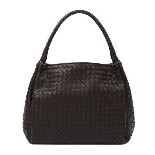 Bottega Veneta/葆蝶家 女士深咖色編制小羊皮手提包單肩包女包 222322-V0016-2072