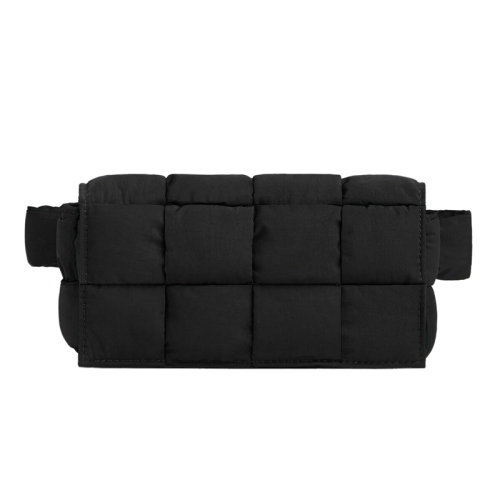 Bottega Veneta/葆蝶家 22新款 男士黑色/鸚鵡綠尼龍翻蓋磁扣開合腰包709055V2B011091