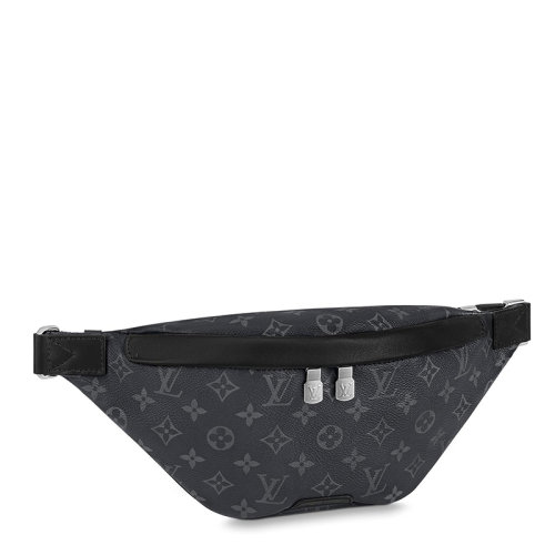 Louis Vuitton/路易威登 22春夏新款DISCOVERY系列 男士小號(hào)黑色老花帆布配皮銀扣拉鏈開合單肩斜挎腰包M46035