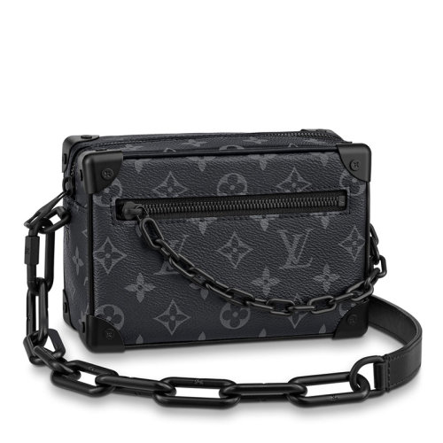 Louis Vuitton/路易威登 經(jīng)典款 男士MINI SOFT TRUNK黑灰色老花手袋單肩包M44735