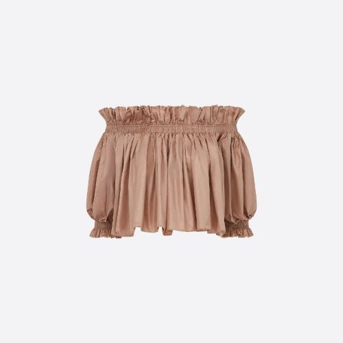  DIOR迪奧 22年秋冬 女士 短袖T恤 露肩縮褶上衣 311B10A6119_X4220