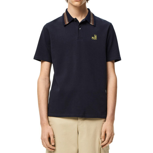 LOEWE/羅意威 22年秋冬新款 男士海軍藍(lán)色純棉Logo刺繡短袖Polo衫H526Y26J04-5190
