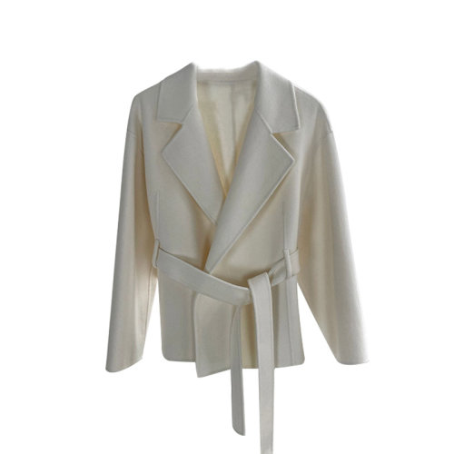 GeleiStory/GeleiStory澳洲羊毛翻領(lǐng)大衣女氣質(zhì)感系帶女生外套中長(zhǎng)款女士大衣