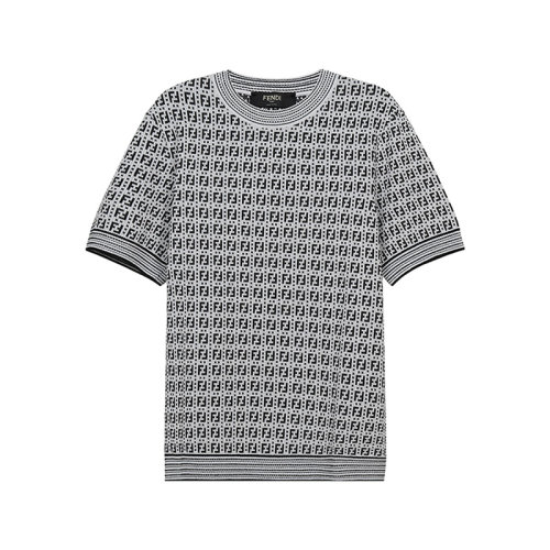 FENDI/芬迪 2021款 男士針織衫/毛衣 男士粘膠纖維/混紡圓領(lǐng)短袖針織衫套頭衫 FZY426 AF59