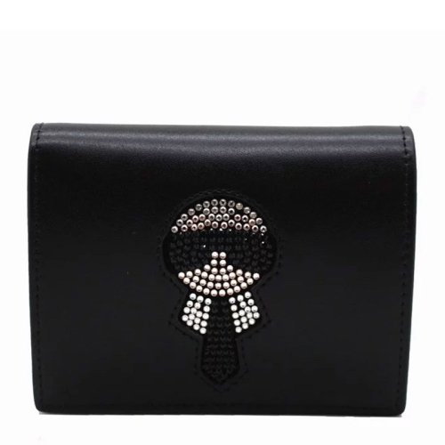 Fendi 芬迪   女士黑色牛皮老佛爺裝飾時(shí)尚錢夾錢包