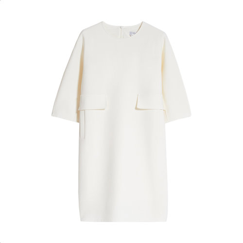 MaxMara/麥絲瑪拉 22年早春新款 CHIETI系列 女士象牙白色羊毛混紡連衣裙1221012106001