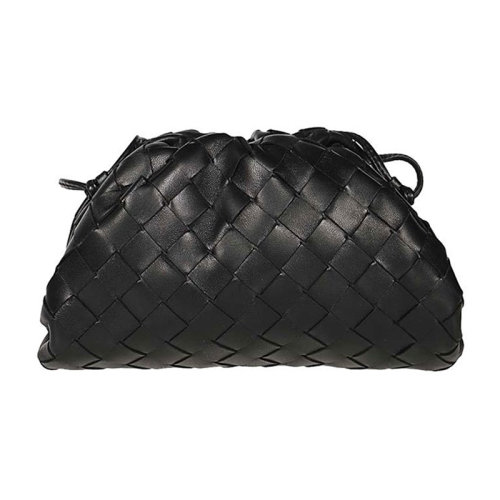 Bottega Veneta/葆蝶家  寶緹嘉女包 女士黑色皮質(zhì)經(jīng)典時尚編織云朵包手拿包 585852VCPP18803