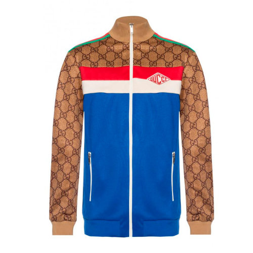 GUCCI/古馳  女裝 服裝 藍(lán)色棕色拼接拉鏈 女士夾克外套 526524X9V99