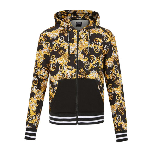 VERSACE JEANS/范思哲牛仔 男士拼色棉質(zhì)經(jīng)典字母徽標(biāo)印花裝飾拉鏈開合長袖上衣外套連帽衫 B7GZA701-S0830-899