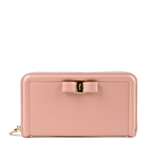 Salvatore Ferragamo/菲拉格慕 女士粉色小牛皮長款錢夾 22-C908-694570（99新未使用）