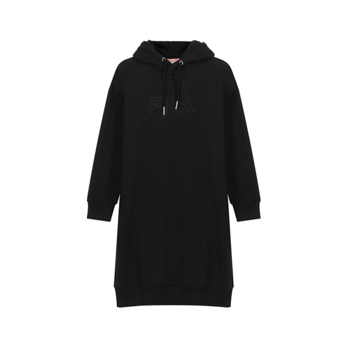 FILA/斐樂(lè) 女士棉質(zhì)加絨款連帽長(zhǎng)袖衛(wèi)衣裙連衣裙 687933