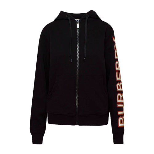 BURBERRY/博柏利 女士 服裝  黑色棉質(zhì)字母logo裝飾外套連帽衛(wèi)衣 女衛(wèi)衣