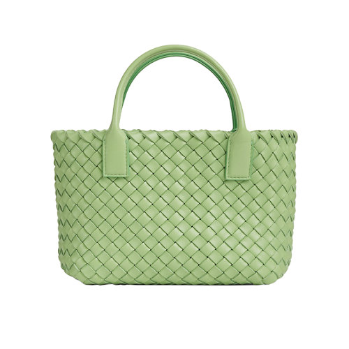 Bottega Veneta/葆蝶家 22新款 女士開心果綠mini羊皮Intrecci編織手提單肩斜挎包709464V1OW13840