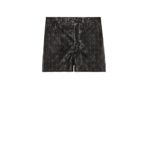  GUCCI古馳 22年秋冬 女士 GG印花壓紋皮革短褲 678573 XNAPN 1000