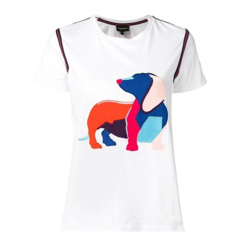  Emporio Armani/安普里奧阿瑪尼 女士米白色棉質(zhì)短袖T恤 3G2T6P J7SZ 0100 PLFSX