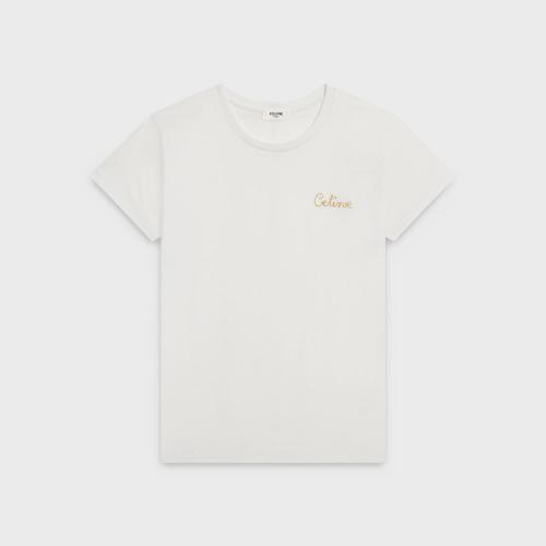  CELINE賽琳思琳 22年秋冬 女士 短袖T恤 T-SHIRT BRODé CELINE JERSEY COTON 2X351671Q.01OW
