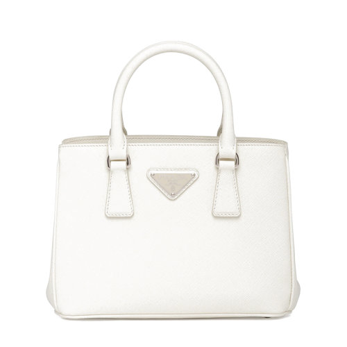 PRADA/普拉達(dá)     Galleria系列 女士白色Saffiano皮革附徽標(biāo)印花可拆卸調(diào)節(jié)編織肩帶手提單肩包1BA296_NZV_F02EO_V_V21