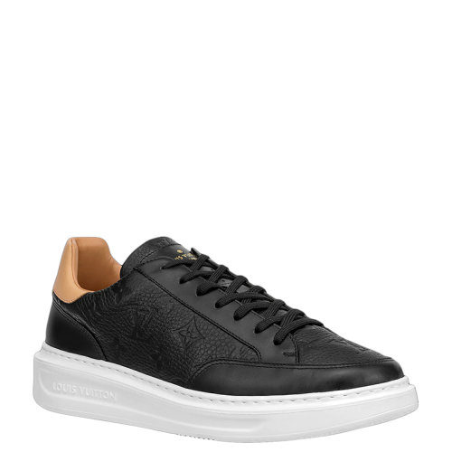Louis Vuitton/路易威登 22年早春新款 BEVERLY HILLS系列 男士黑色壓紋粒面小牛皮老花壓紋運(yùn)動(dòng)鞋1A8V3X