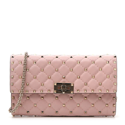 Valentino/華倫天奴Rockstud系列 女士羊皮鉚釘裝飾鏈條包單肩斜挎包女包RW2B0137-NAP多色可選