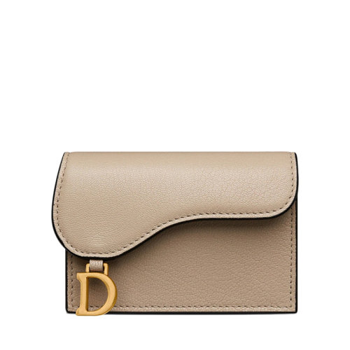 DIOR/迪奧 22春夏新款SADDLE系列 女士自然色山羊皮鞍型翻蓋卡包卡片夾S5611CCEH_M116