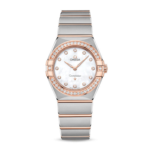 OMEGA/歐米茄 星座系列 精鋼 18K金 外圈鑲鉆 鉆石刻度 石英機(jī)芯 女士腕表 131.25.28.60.55.001