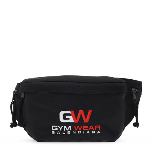 Balenciaga/巴黎世家 男士黑色尼龍字母徽標刺繡拉鏈開合單肩包斜挎包胸包腰包男包 617128-H75WX-1000
