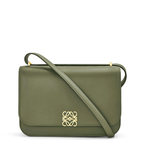 LOEWE/羅意威 20  Goya系列 女士鱷梨綠真絲小牛皮金屬徽標(biāo)磁扣單肩斜挎包0010594257