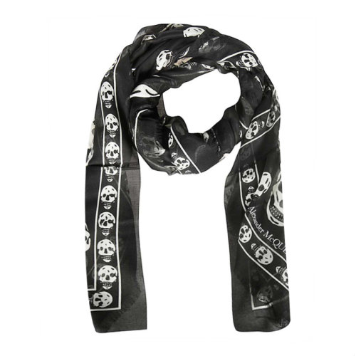 Alexander McQueen/亞歷山大麥昆 女士個性骷髏頭印花彩色圍巾絲巾 557717-4943Q 多色可選