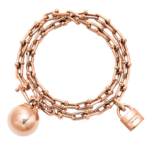 Tiffany & Co./蒂芙尼  Tiffany HardWear 系列18K金 玫瑰金 纏繞式手鏈 GRP10706